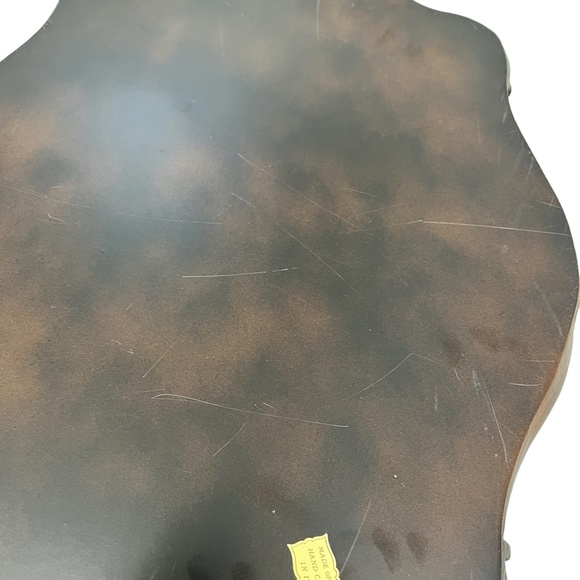 VINTAGE ITALIAN BROWN WOOD HANDLED TRAY WITH ACANTHUS LEAF & SCROLL DECORATION - Picture 11 of 15